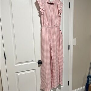 Aura Pink Checkered Jumpsuit Size Large